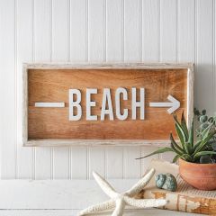 BEACH Directional Wooden Sign