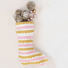 Beaded Appliqued Wool Felt Stocking