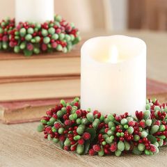 Beaded Berry Christmas Candle Ring