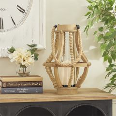 Beaded Cage Candle Lantern With Jute Rope