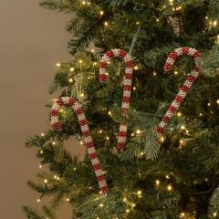 Beaded Candy Cane Ornament Set of 3