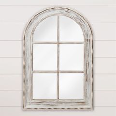 Beaded Edge Arched Window Wall Mirror