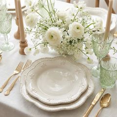 Beaded Edge Scalloped Stoneware Dinner Plate