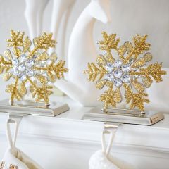 Beaded Elegance Snowflake Stocking Holder