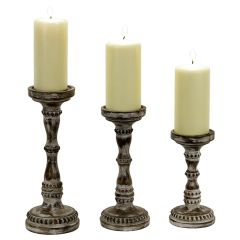 Beaded Farmhouse Candle Holder Set of 3