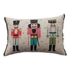 Beaded Holiday Nutcracker Lumbar Pillow