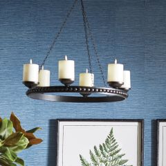 Beaded Metal Pillar Candle Chandelier