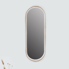 Beaded Oval Chic Farmhouse Wall Mirror