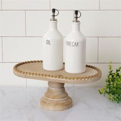 Beaded Oval Pedestal Display Tray