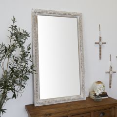 Beaded Pine Chic Elegance Floor Mirror