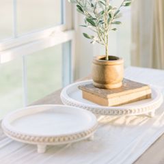 Beaded Round Footed Display Tray Set of 2
