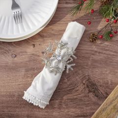 Beaded Snowflake Napkin Ring Set of 4