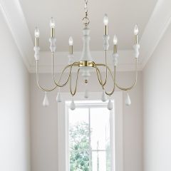 Beaded Tear Drop 6 Light Chandelier