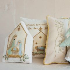 Beaded Velvet Print Christmas Pillow