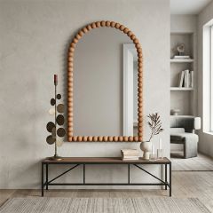 Beaded Wood Arched Frame Wall Mirror