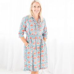 Beautiful Block Print Floral Dress with Belt