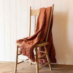 Beautiful Boho Fringed Rust Throw Blanket