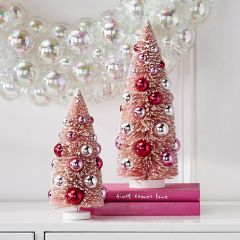 Beautifully Blush Bottlebrush Christmas Trees Set of 2