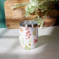 Floral Garden Stainless Wine Tumbler with Lid