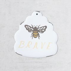 Bee Brave Enameled Metal Wall Decor