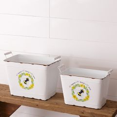 Bee Phrase Metal Bins Set of 2