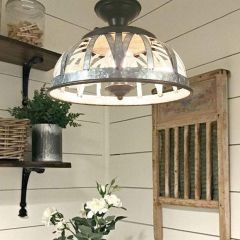 Galvanized Open Frame Dome Light Fixture