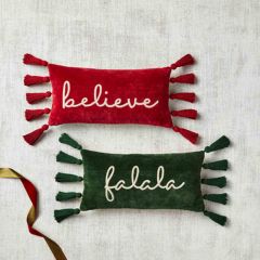 Believe Red Velvet Christmas Accent Pillow