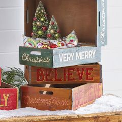 Believe Wood Crate Set of 2