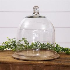 Bell Cloche On Round Wood Base