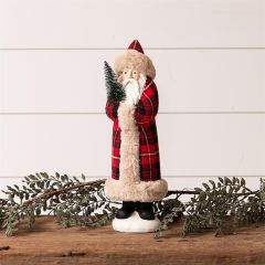Belsnickel Santa With Tartan Plaid Coat 14 Inch