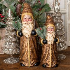 Belsnickle Santa With Holly Branch Gold