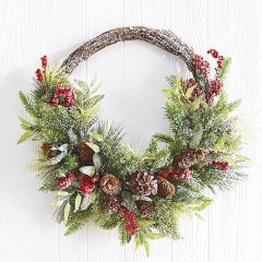 Berry Pinecone Half Wreath