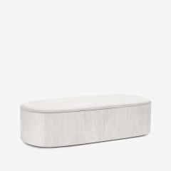 Beveled Top Bleached Wood Oval Coffee Table | SHIPS FREE