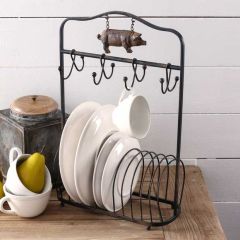 Farmhouse Plate Rack With Hooks
