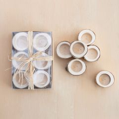 Birch Wood Votive Holders Boxed Set of 6