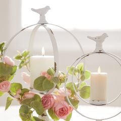 Bird Finial Pedestal Candle Holder Set of 2