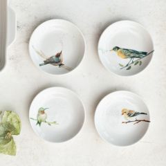 Bird On Branch Stoneware Plate Set of 4