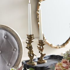 Bird on Branch Taper Candle Holder Set of 2
