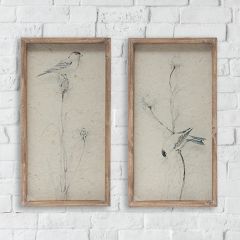 Bird on Glass Wall Art Set of 2