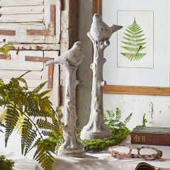 Bird on Perch Tabletop Decor Set of 2