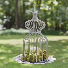Bird Topped Hanging Decorative Birdcage