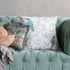 Birds and Branches Cotton Velvet Throw Pillow