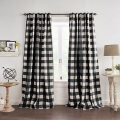 Black and Linen Buffalo Check Room Darkening Curtain Panel Set of 2 52x84