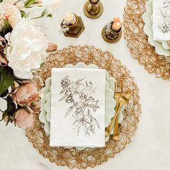 Black and White Vintage Wildflowers Dinner Napkin Set of 4