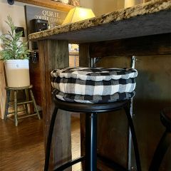 Black Buffalo Check Round Floor Cushion