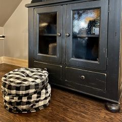 Black Buffalo Check Round Floor Cushion