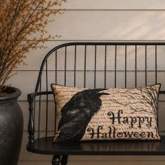 Black Crow Happy Halloween Accent Pillow