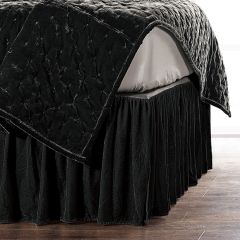 Black Faux Velvet Bed Skirt