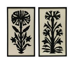 Black Flower Silhouette Wall Art Set of 2