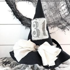 Black Halloween Witch Hat Shelf Sitter
